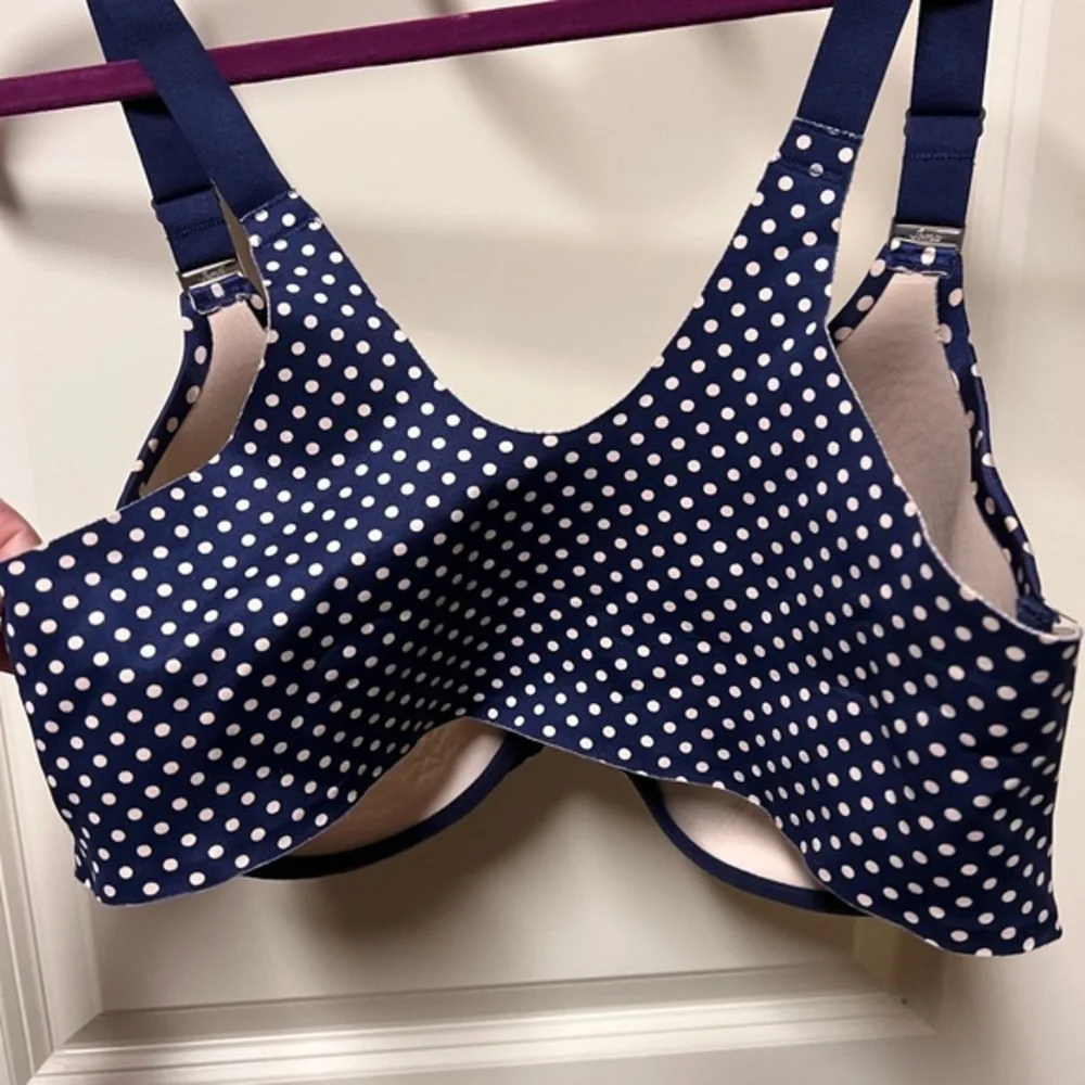 🐸 Soma Polka dot Banishing back Bra size 38D. Like new. Cute ! - Picture 2 of 4